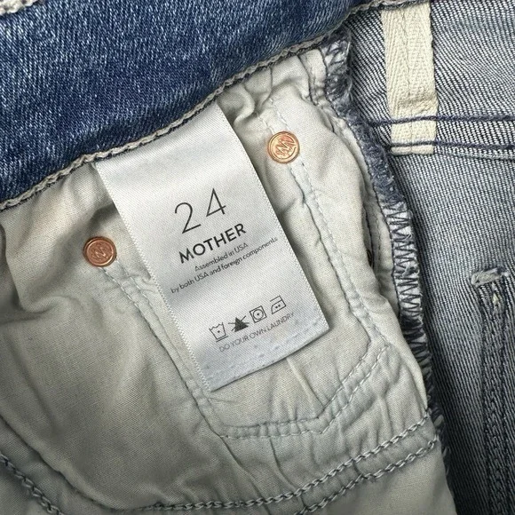 Mother The Weekender Fray Jeans Women's 24 Blue Denim Mid Rise Flare - Picture 16 of 16